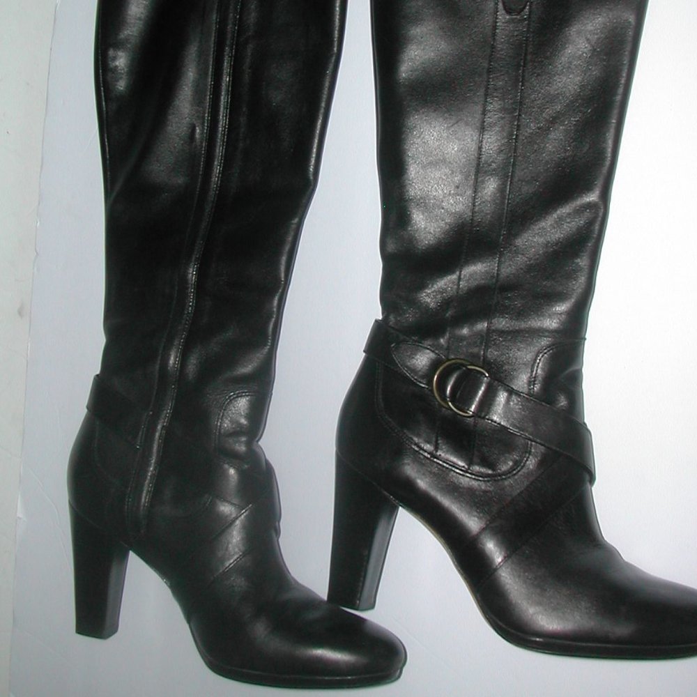 LIKE NEW Women's Sz 8B Calf-Length NIKE AIR 3.5" Heels LEATHER BOOTS Brazil Made